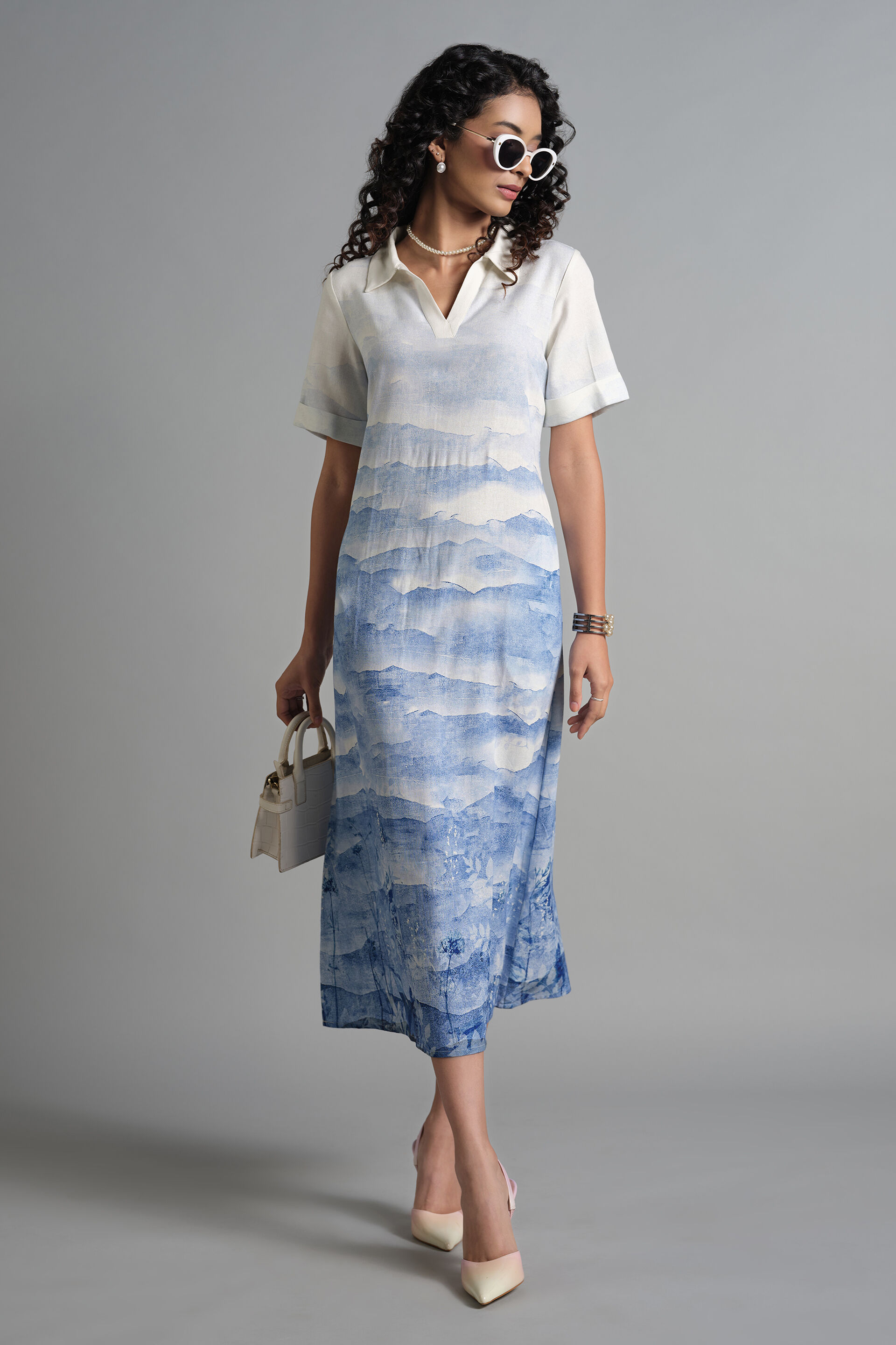 Azure Flow Dress, Blue, image 1